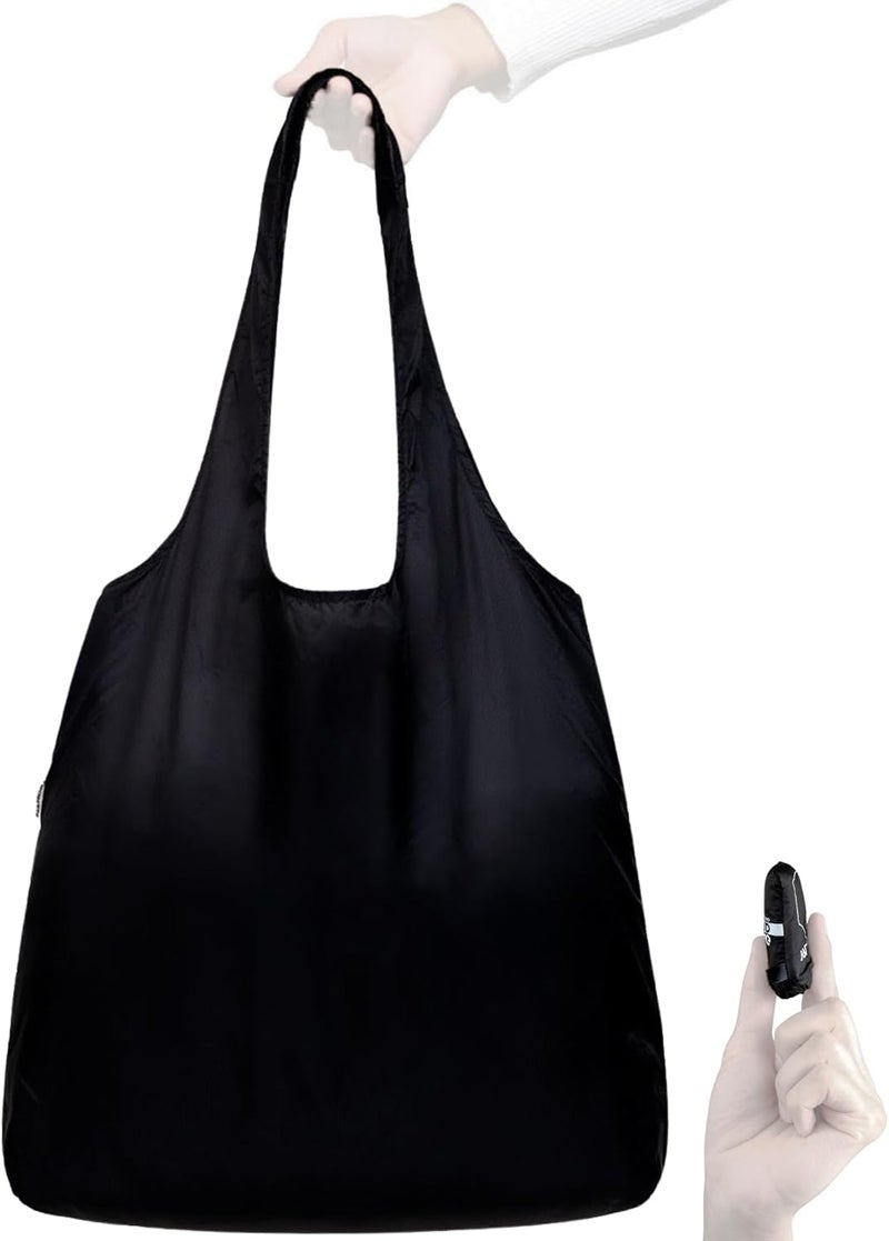 Nanobag Store Ultra-Lightweight Foldable Tote for Women & Men, Reusable Grocery & Travel Bag, Packable Collapsible Compact Market Essential (Standard Black) - Image 1